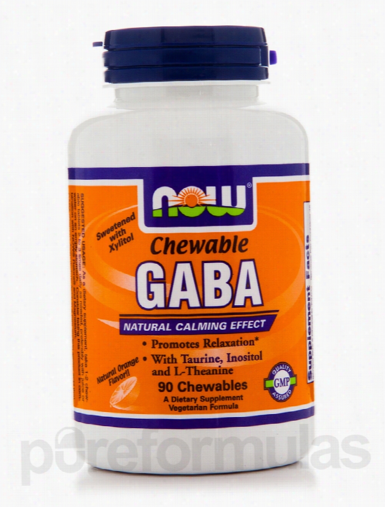 NOW Nervous System Support - GABA Orange Flavor - 90 Chewables Tablets