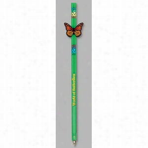 Tube Pens - Transparent pen with with a durable, two sided ,vinyl laminate butterfly attachment