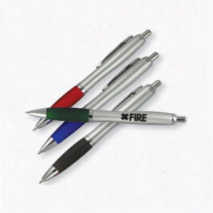 Euro Silver Barrel Color Grip Click Ballpoint Pen
