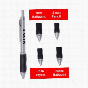4-in-1 Pen PDA Stylus with Silicone Rubber Grip