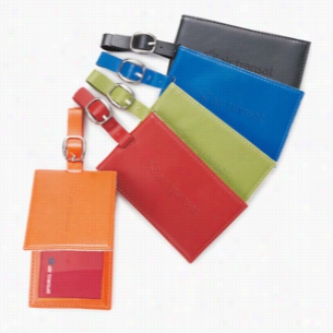 Custom Colorplay Leather Luggage Tag - 4 1/2" x 2 7/16