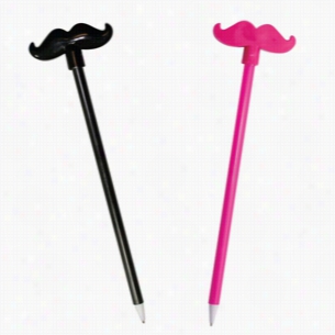 Plastic Mustache Pens - Black or Pink